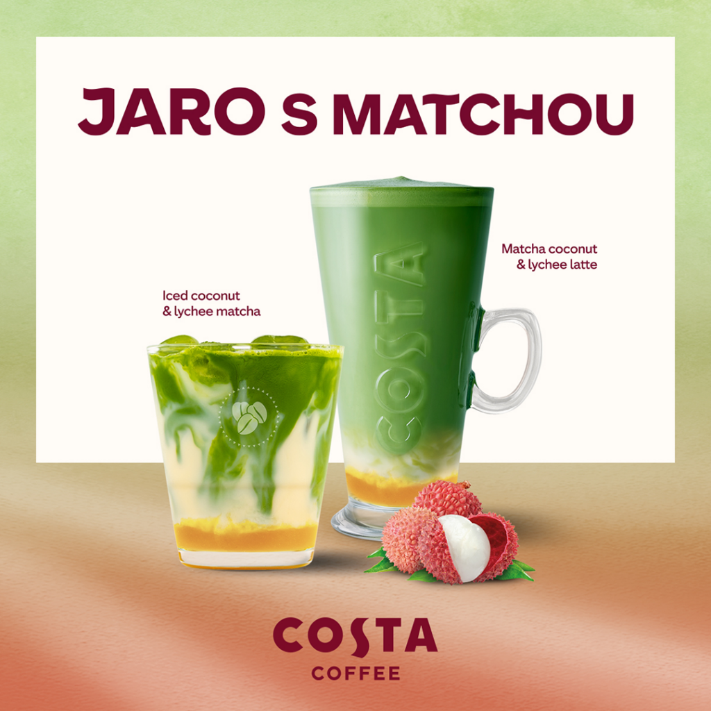Matcha coconut & lychee latte a&nbsp;Iced coconut & lychee matcha